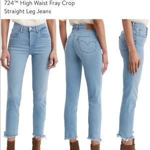 Levi 724 high waist cropped blue jean.